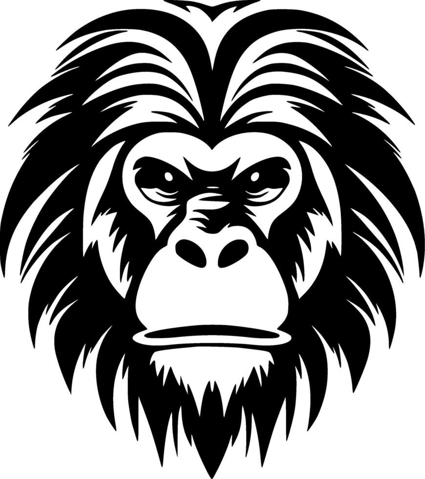 baviaan - zwart en wit geïsoleerd icoon - illustratie vector