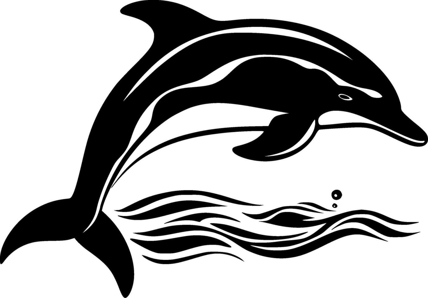 dolfijn, zwart en wit illustratie vector