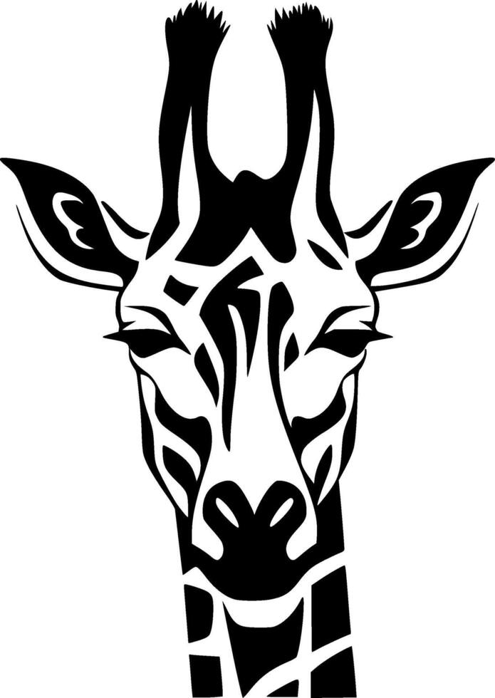 giraffe - zwart en wit geïsoleerd icoon - illustratie vector