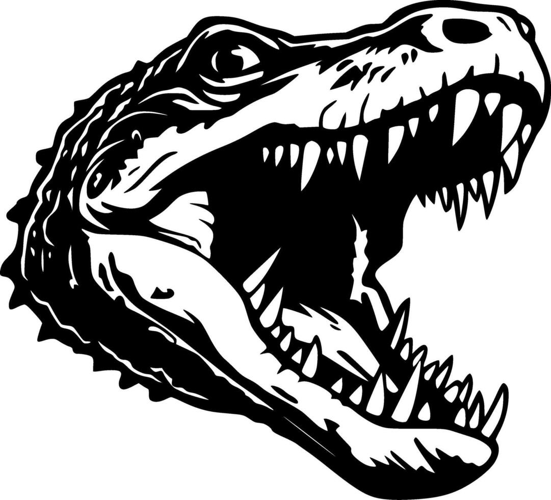 krokodil - zwart en wit geïsoleerd icoon - illustratie vector