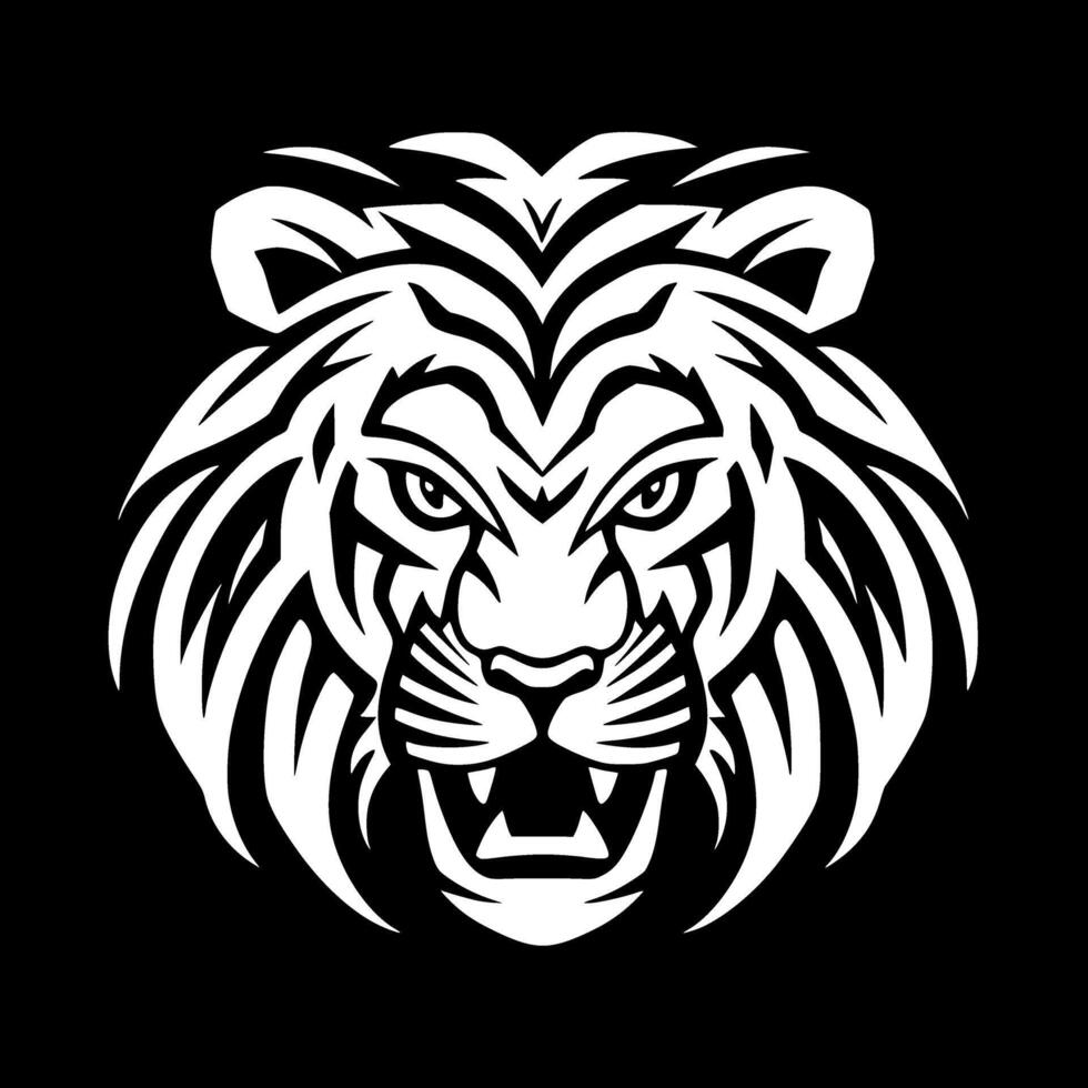 tijger - zwart en wit geïsoleerd icoon - illustratie vector