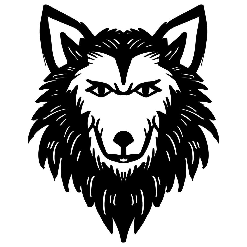 wolf hoofd logo. hand- tekening. vector