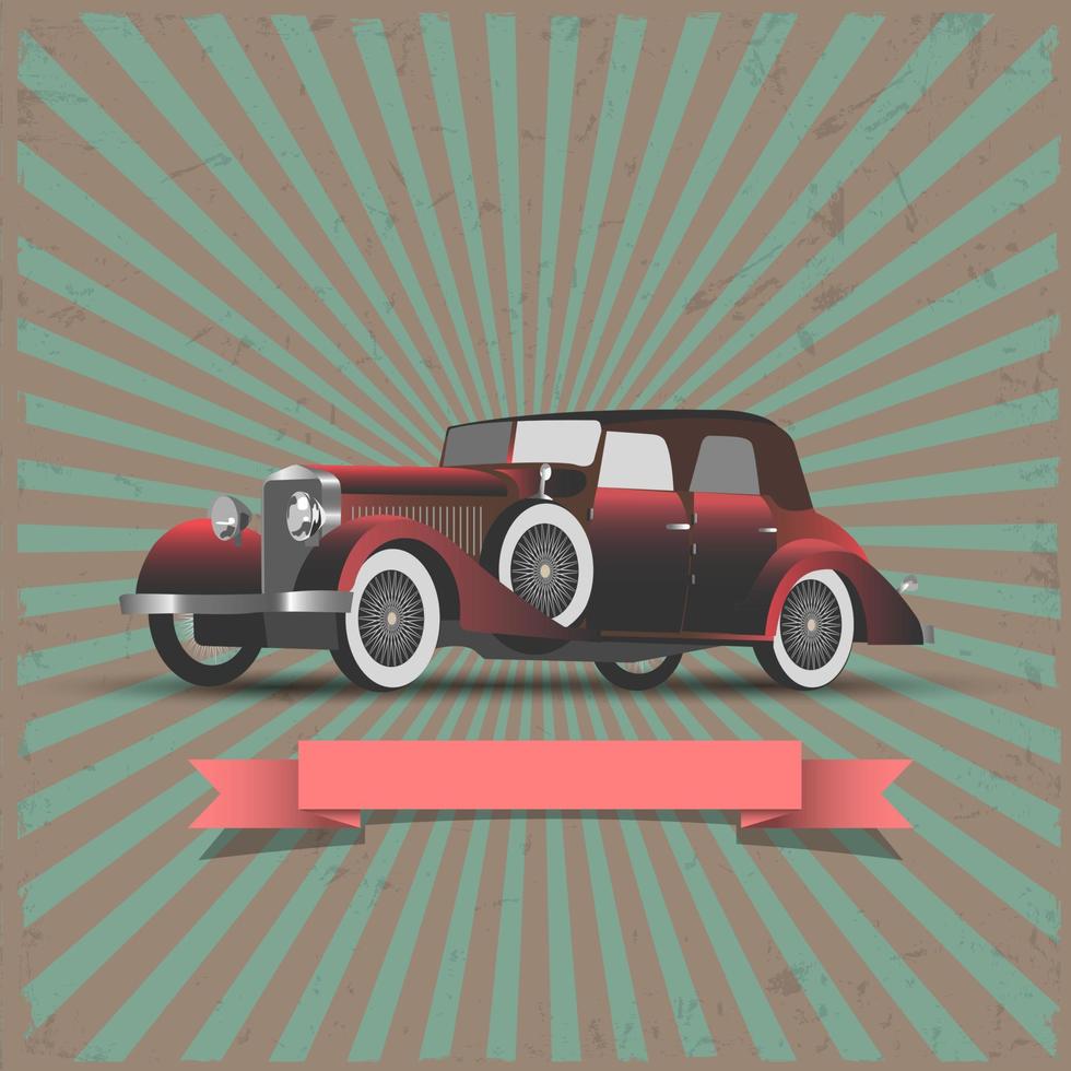 retro auto met lint-banner vector