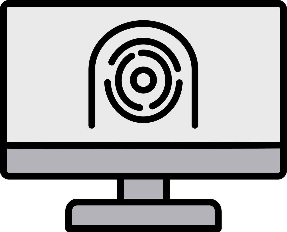 veiligheid computer gezichtsafdruk lijn gevulde icoon vector