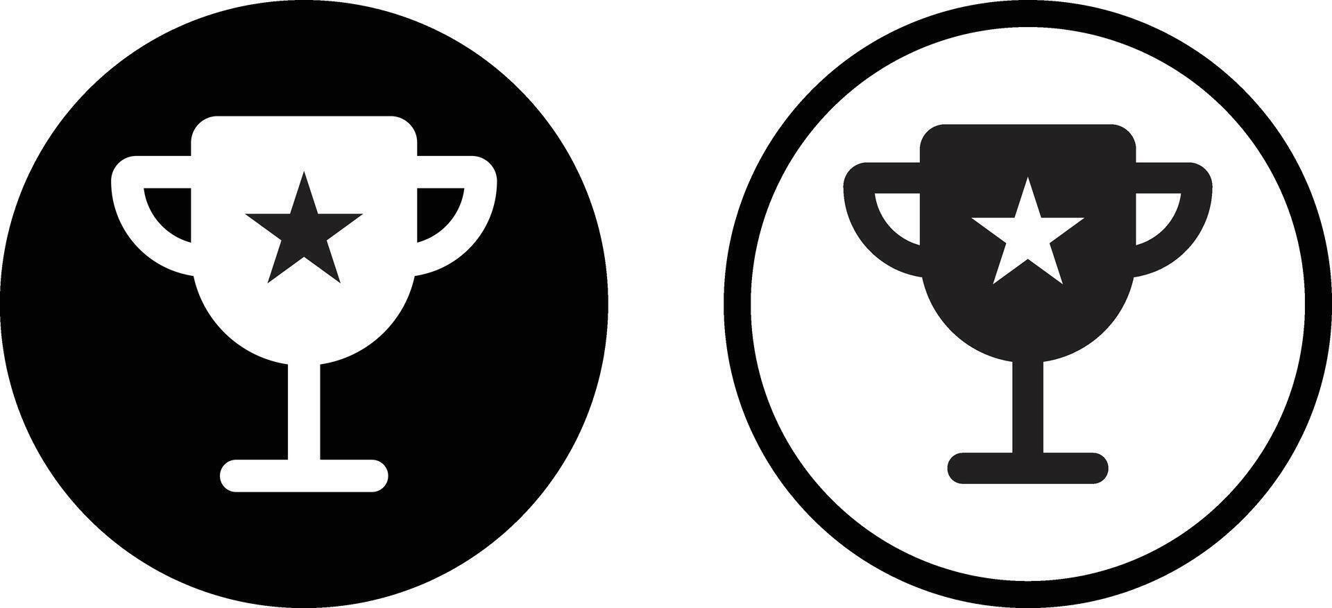 trofee icoon reeks in twee stijlen geïsoleerd Aan wit achtergrond . trofee kop icoon met ster . illustratie vector