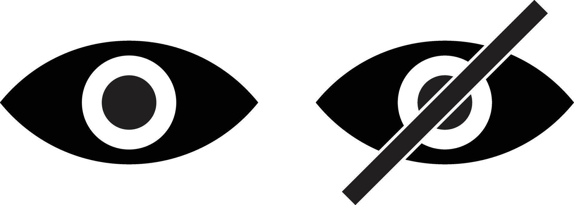 oog en Nee oog pictogrammen . zien en niet zien oog icoon . tonen en verbergen icoon . illustratie vector