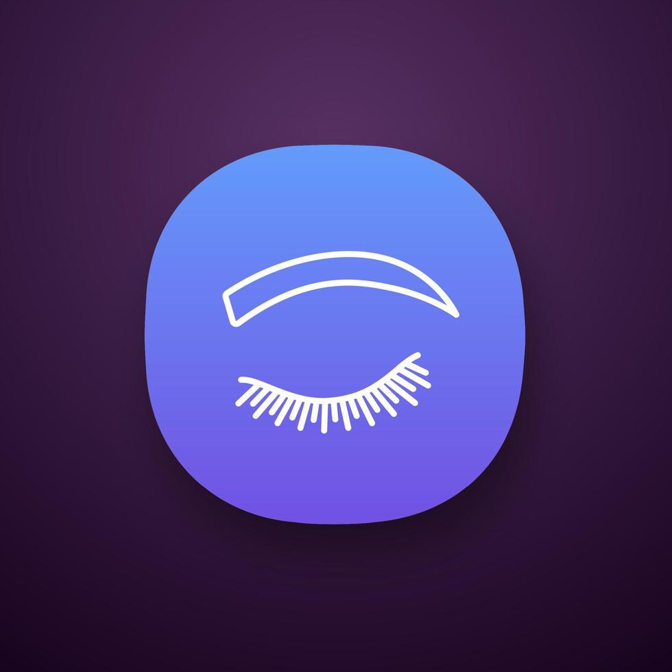 afgeronde wenkbrauw vorm app icoon. gebogen wenkbrauwen. wenkbrauwen vormgeven door te tatoeëren. gesloten vrouw oog. ui ux-gebruikersinterface. web- of mobiele applicatie. vector geïsoleerde illustratie