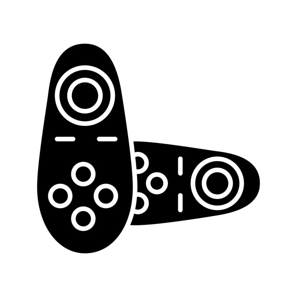 vr-controller glyph-pictogram. silhouet symbool. virtual reality draadloze gamepad. vr gameconsole, afstandsbediening. negatieve ruimte. vector geïsoleerde illustratie