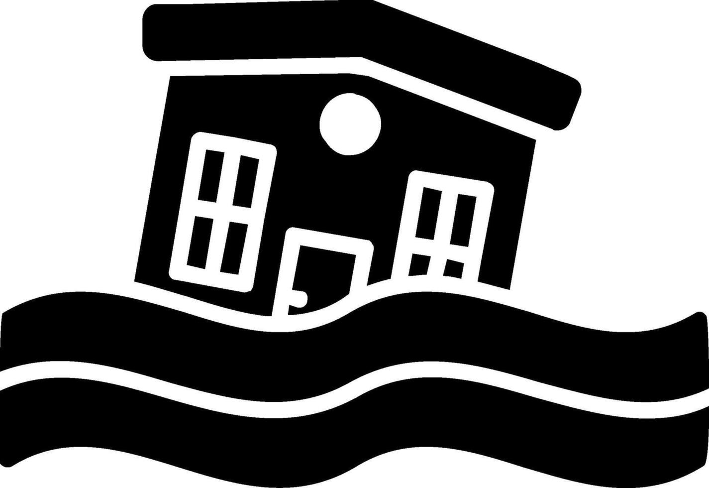 overstroomd huis glyph icon vector