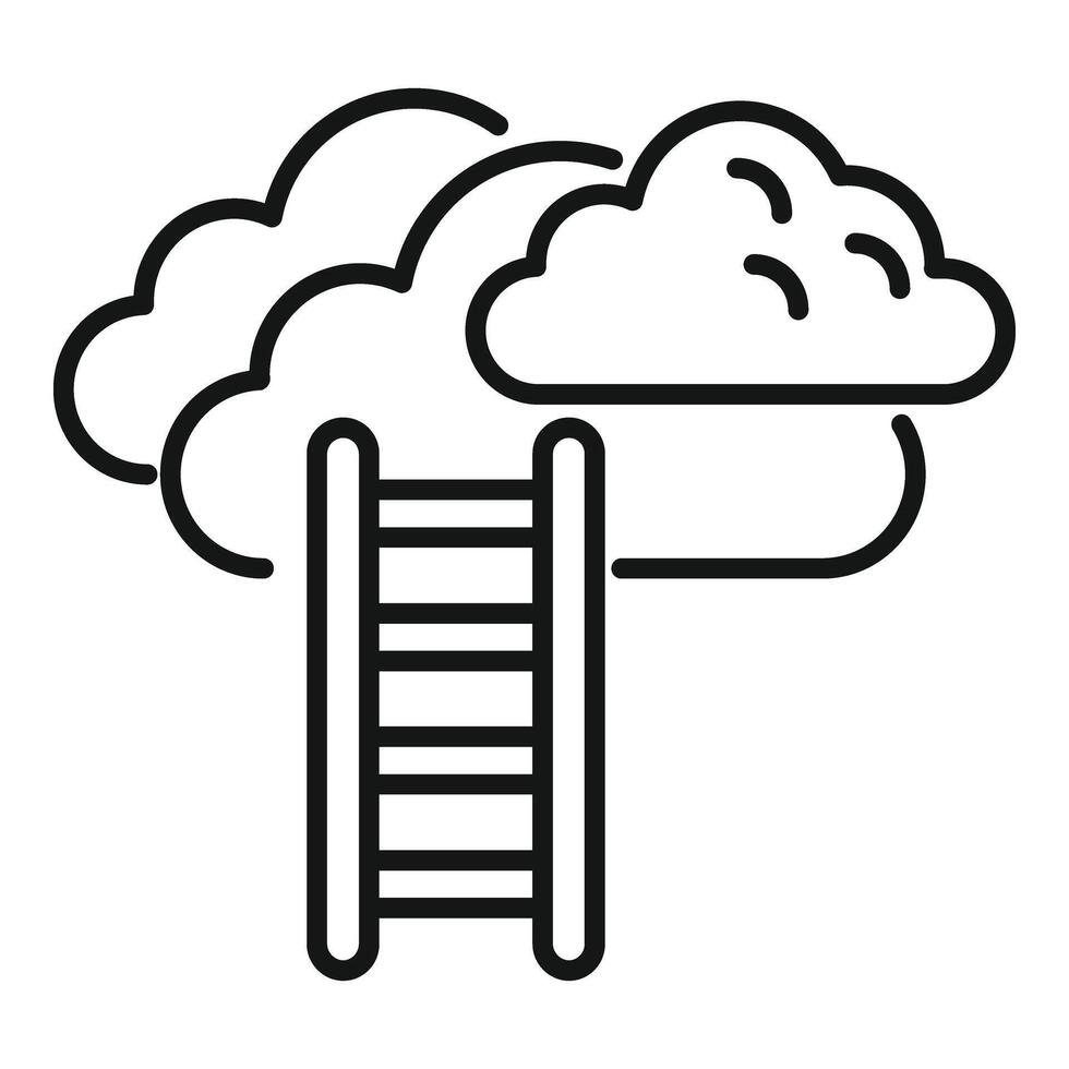 ladder naar wolk icoon schets . succes doel vector