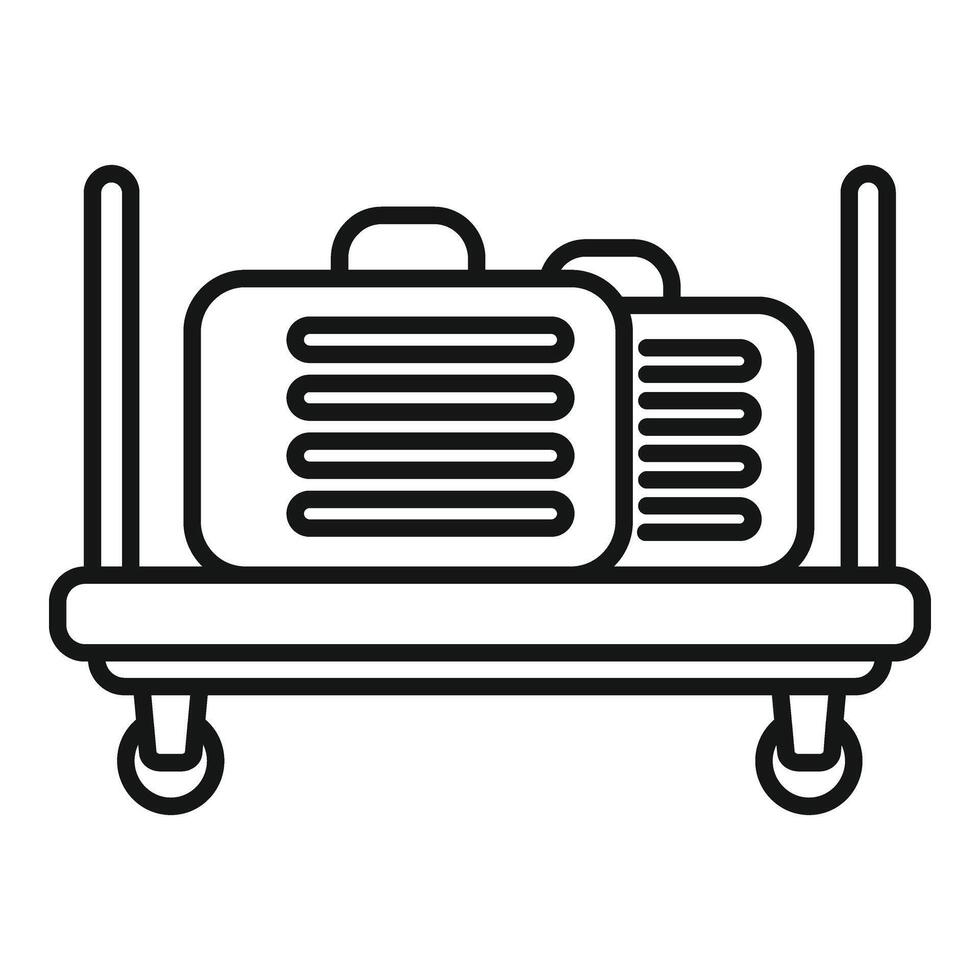 vol bagage trolley icoon schets . ondersteuning platform vector