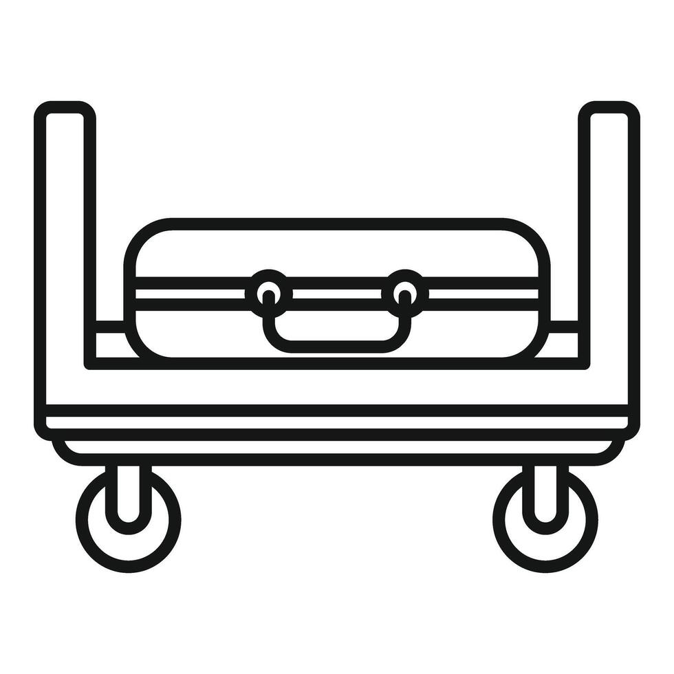 slot bagage trolley icoon schets . Actie zak reis vector