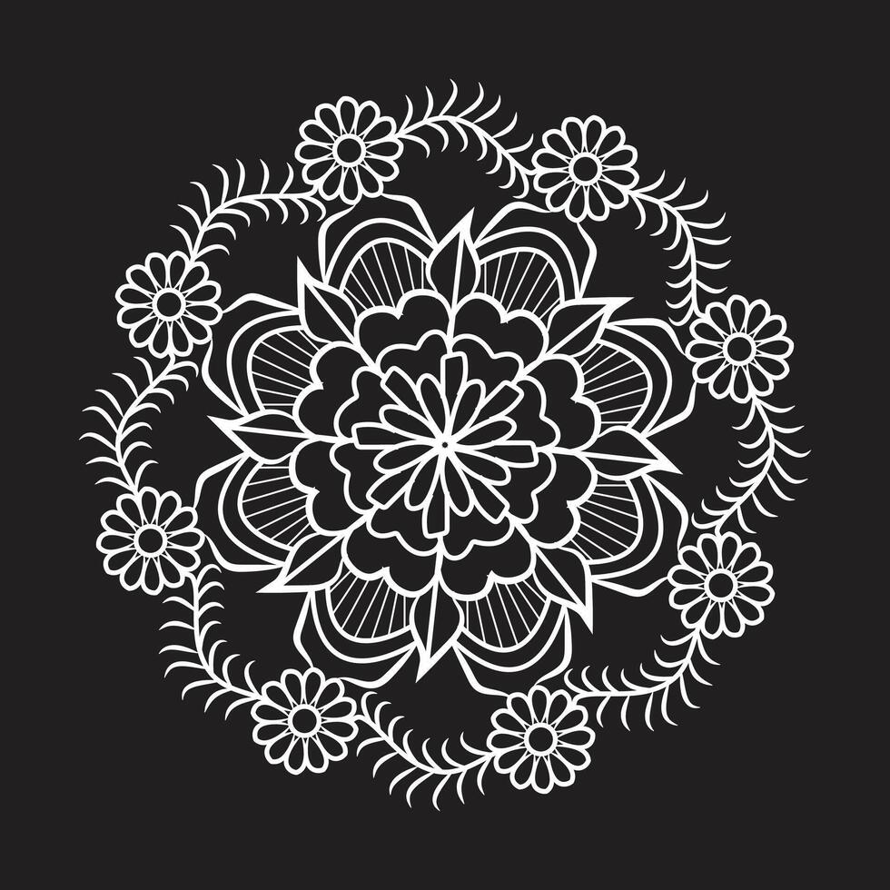 bloem bloemen uniek gemakkelijk mandala kunst patroon en ontwerpen voor vrij downloaden vector