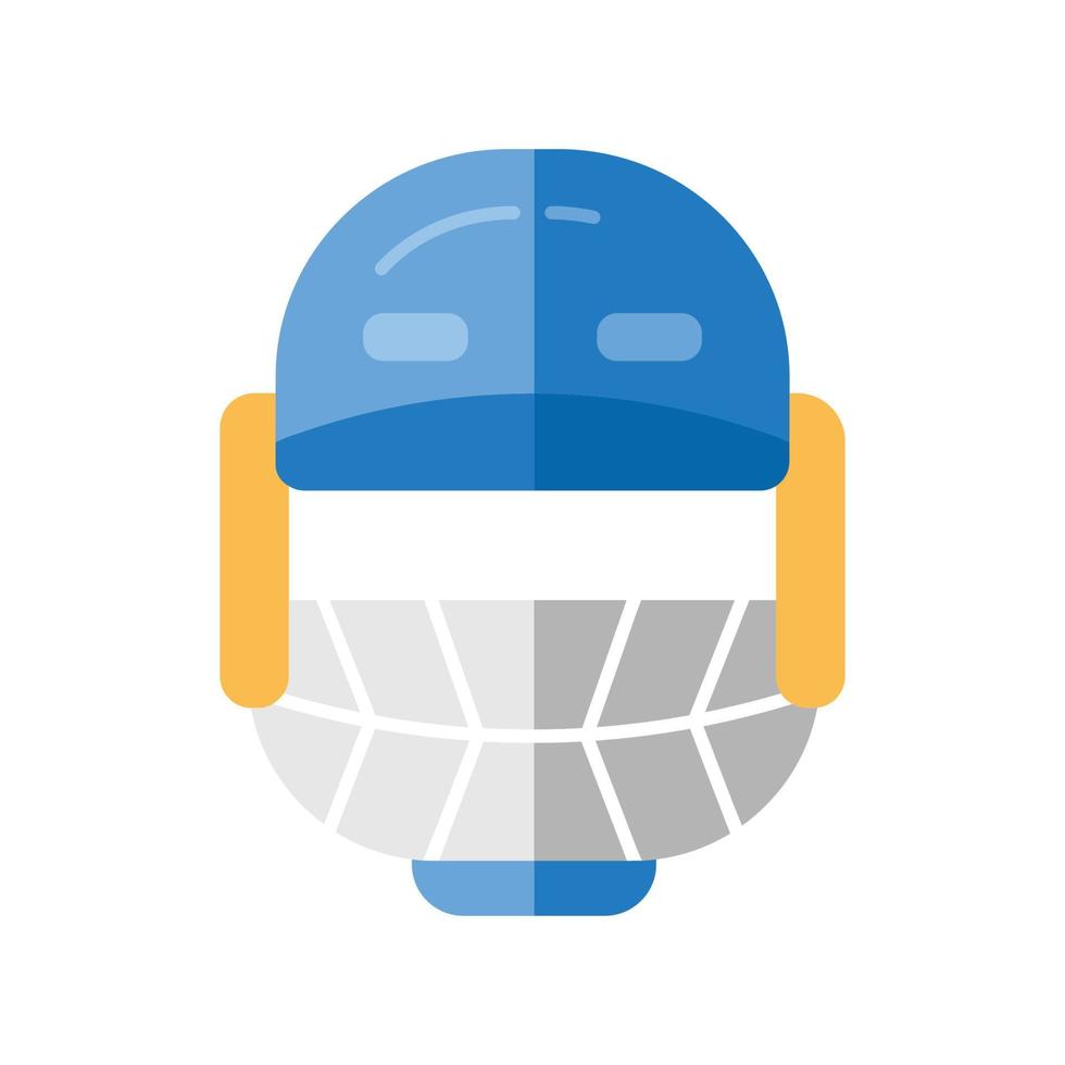 cricket helm platte ontwerp lange schaduw kleur pictogram. hoofdbescherming voor batsman en veldspelers. beschermende sportkleding. sportuitrusting. atletiek accessoire. vector silhouet illustratie