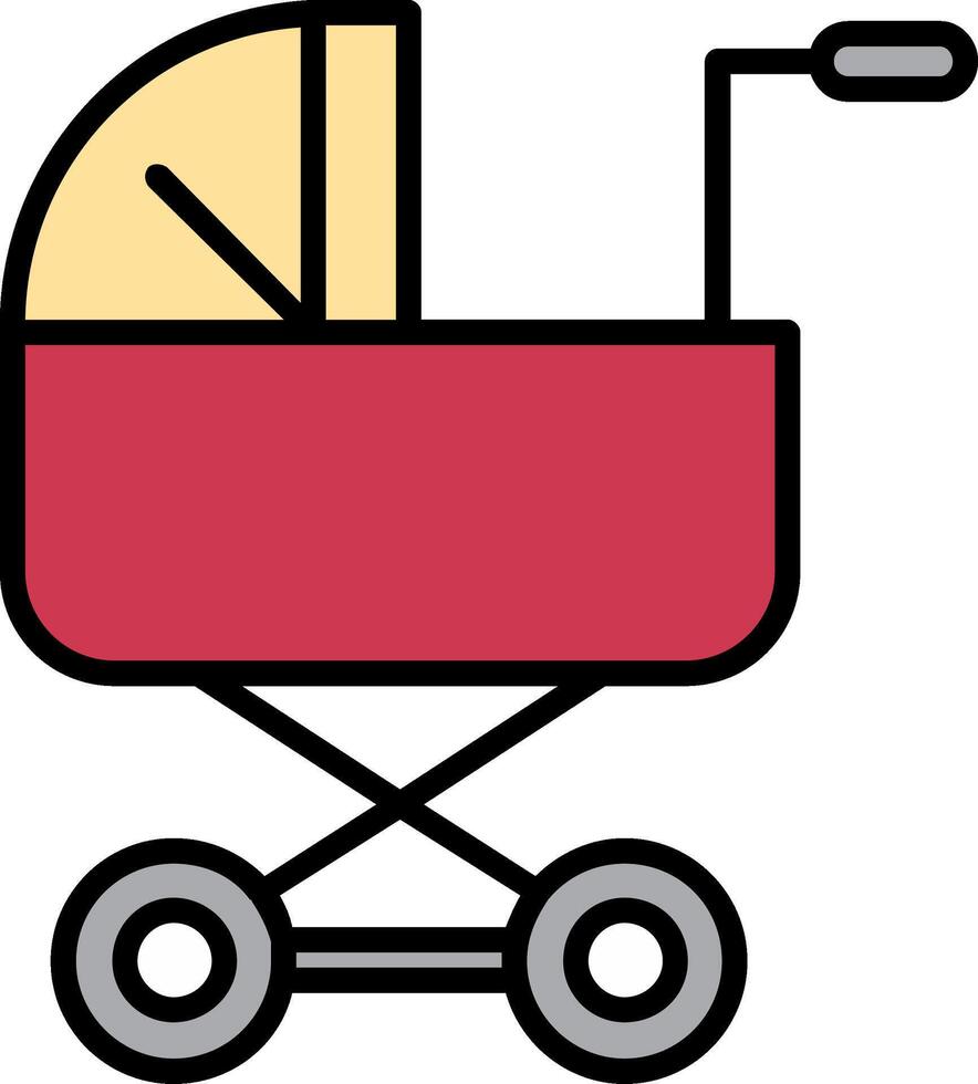 baby wandelwagen lijn gevulde icoon vector