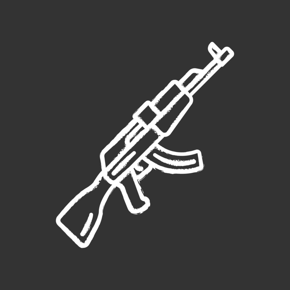 akm wapen krijt icoon. virtueel videogame vuurwapen, pistool. schietspel geweer. cybersport, esport sniper militaire inventaris, uitrusting. geïsoleerde vector schoolbordillustratie