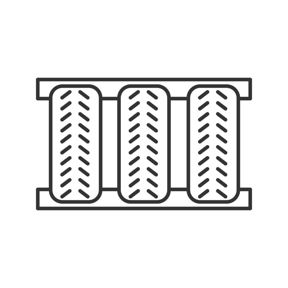autobanden lineaire pictogram. dunne lijn illustratie. auto wielen. contour symbool. vector geïsoleerde overzichtstekening