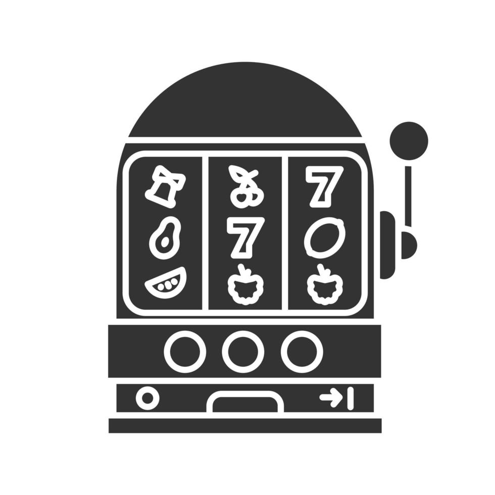 een gewapende bandiet glyph-pictogram. gokautomaat. casino. silhouet symbool. negatieve ruimte. vector geïsoleerde illustratie