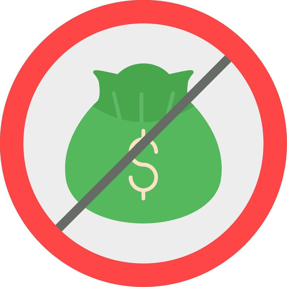 geen geld plat pictogram vector