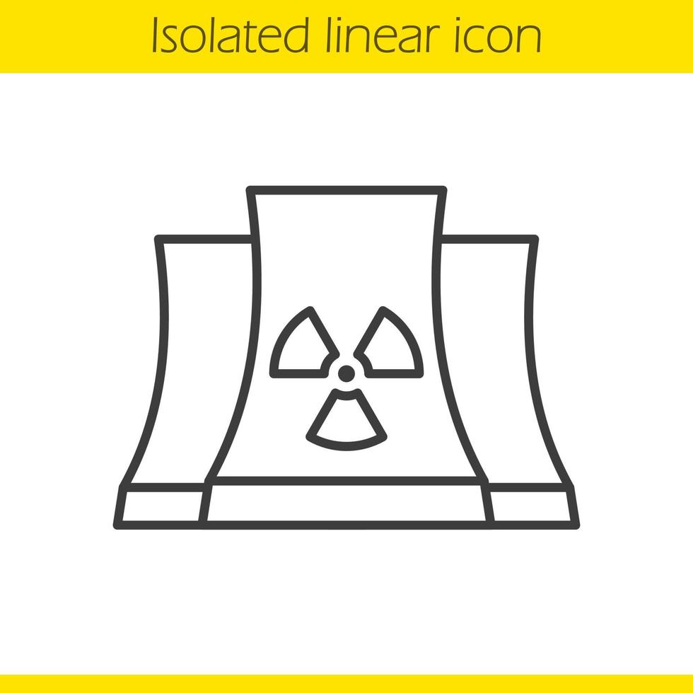 lineaire pictogram van een kerncentrale. dunne lijn illustratie. straling contour symbool. vector geïsoleerde overzichtstekening