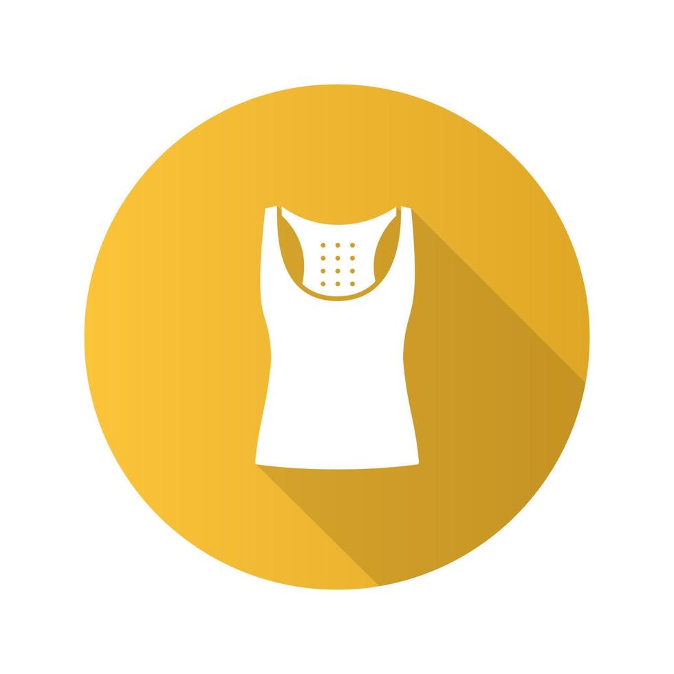 sport tank top platte ontwerp lange schaduw glyph pictogram. mouwloos t-shirt. vector silhouet illustratie