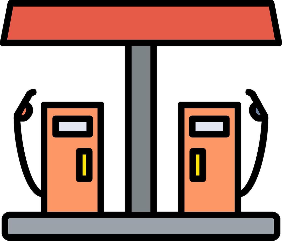 gas- station lijn gevulde icoon vector