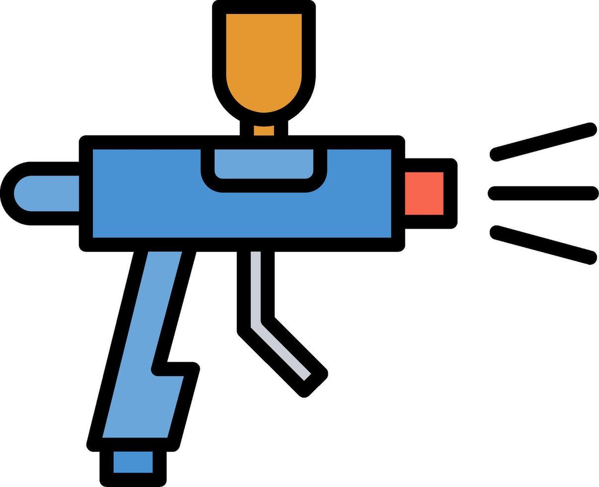 verstuiven verf geweer lijn gevulde icoon vector