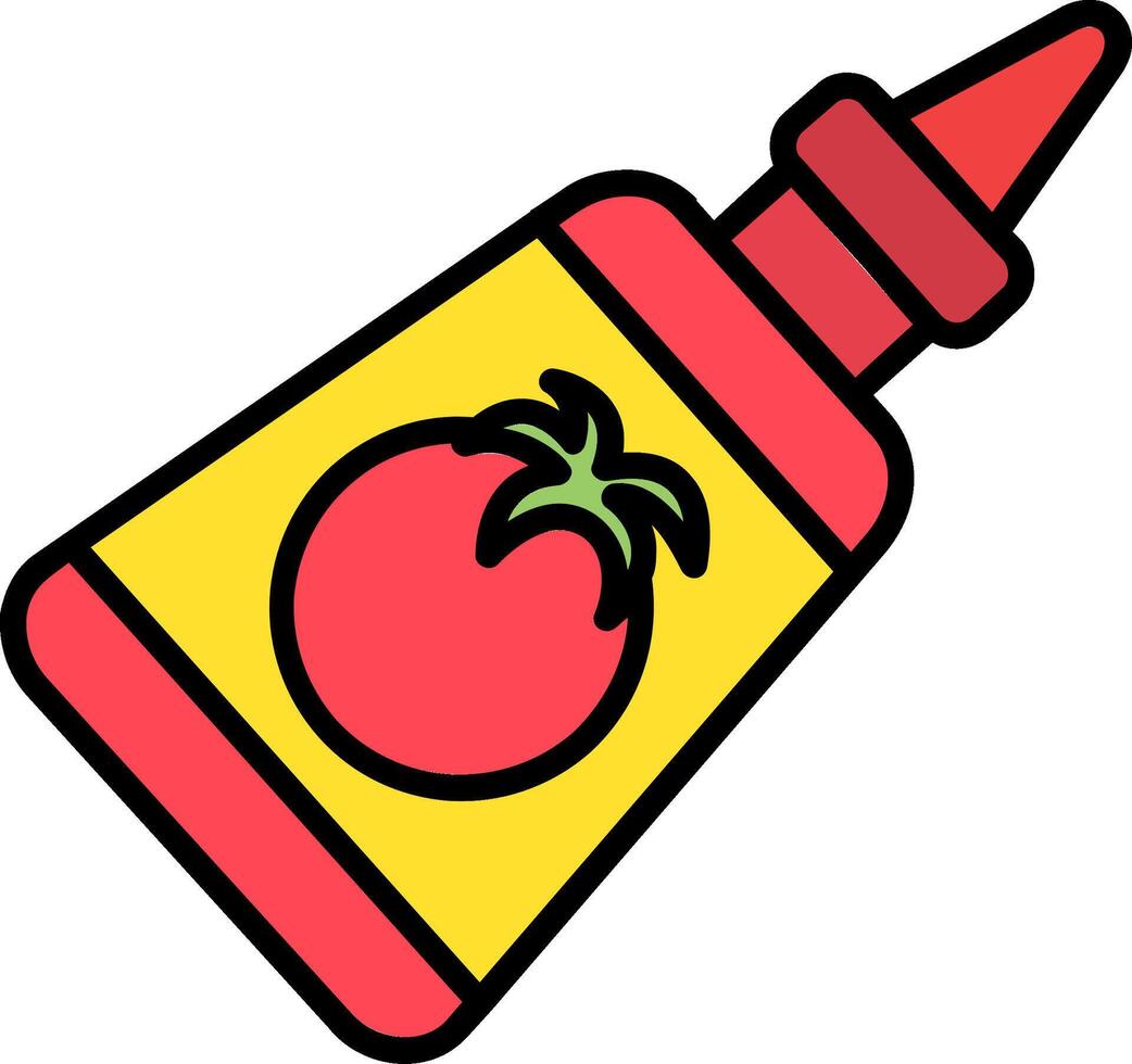 ketchup lijn gevulde icoon vector