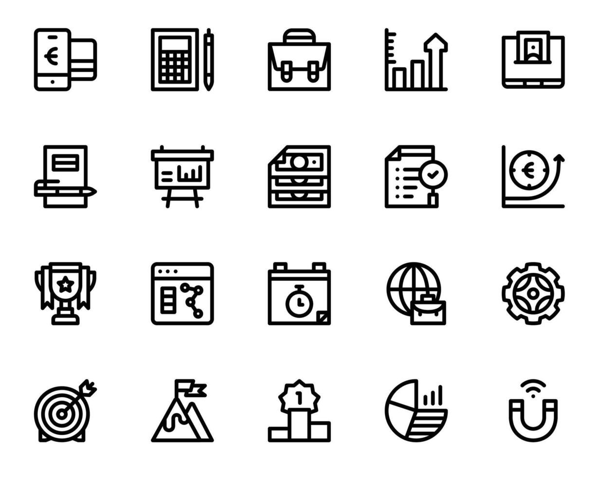 financiën en bedrijf lijn pictogrammen verzameling. groot ui icoon reeks in een vlak ontwerp vector