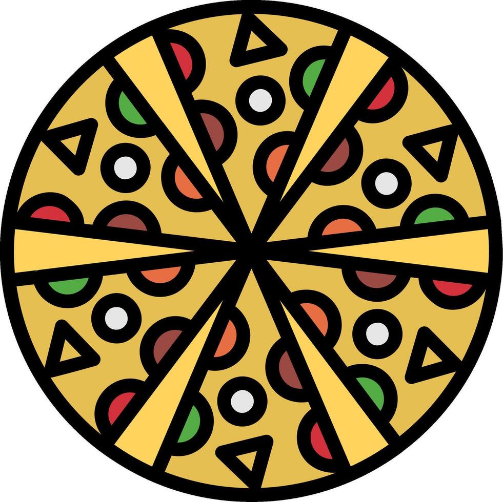 pizza lijn gevulde icoon vector