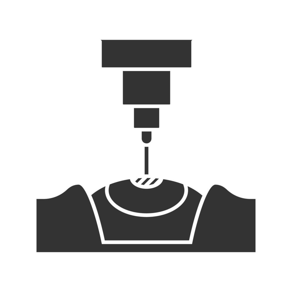 laser oogchirurgie glyph icoon. medische oogheelkunde. laserzichtcorrectie. silhouet symbool. negatieve ruimte. vector geïsoleerde illustratie