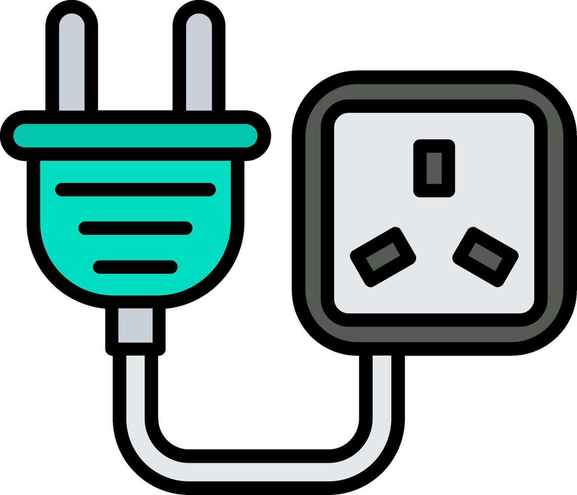 muur plug lijn gevulde icoon vector