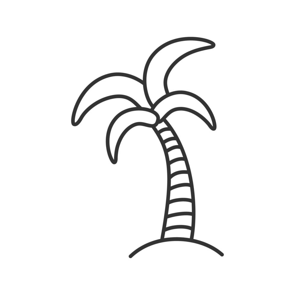 palmboom lineaire pictogram. tropische eiland dunne lijn illustratie. kokospalm contour symbool. vector geïsoleerde overzichtstekening
