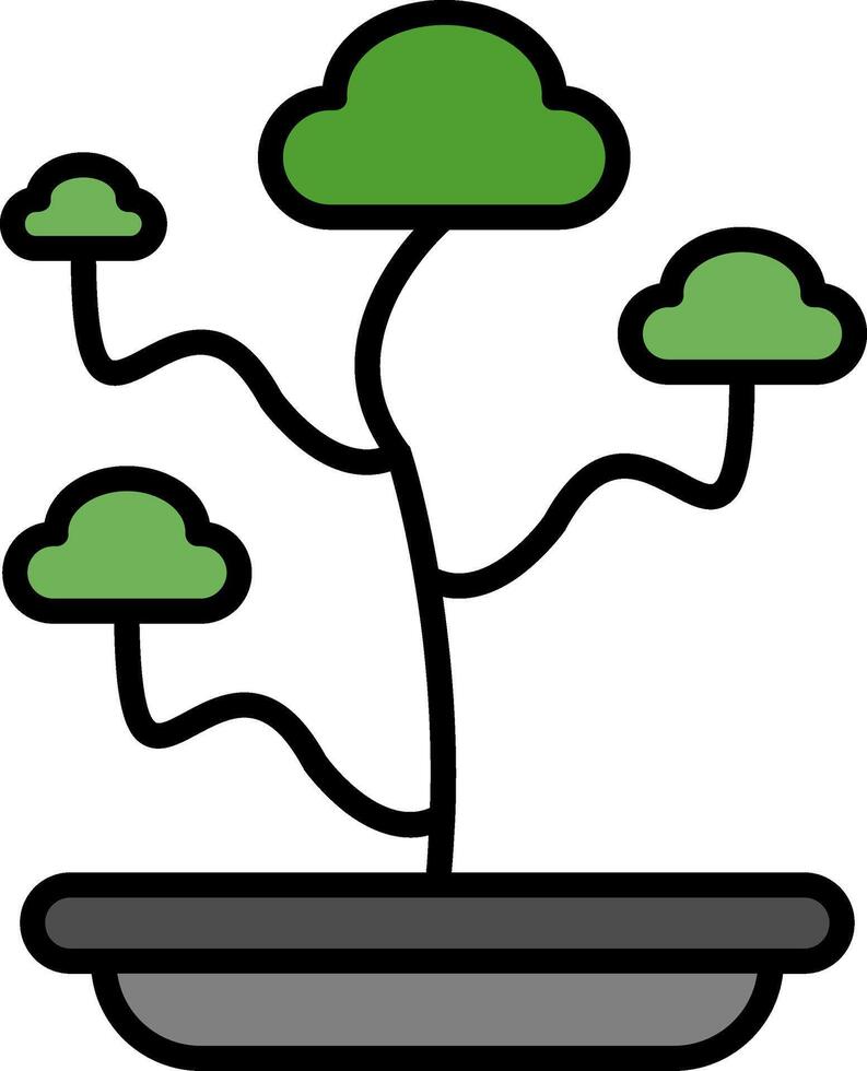 bonsai lijn gevulde icoon vector