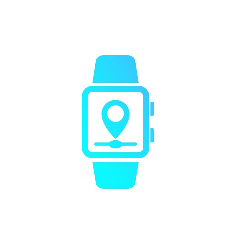 gps-tracking met slim horloge vectorpictogram op wit vector