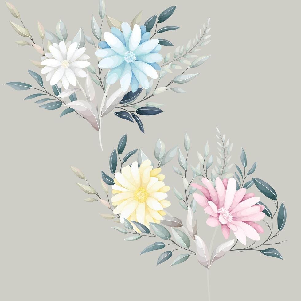 hand- getrokken aster bloemen krans boeket vector