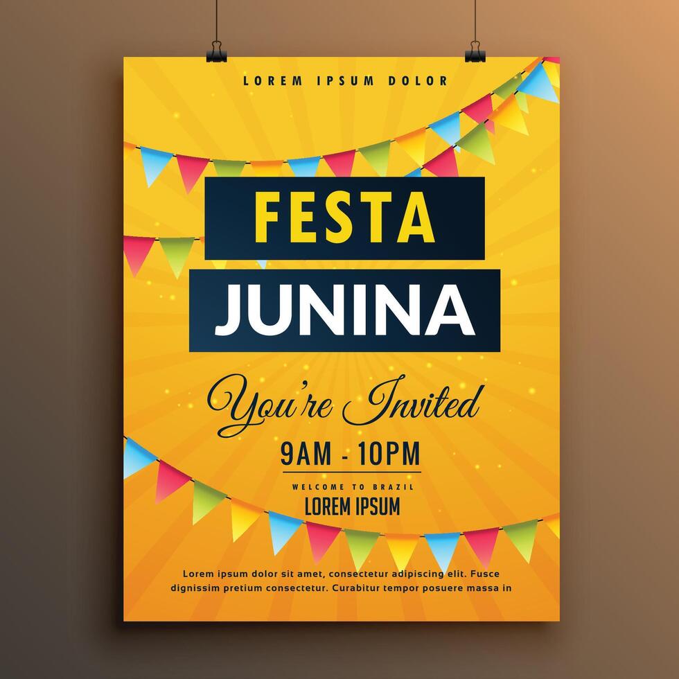 festa Junina uitnodiging poster ontwerp met slingers vector