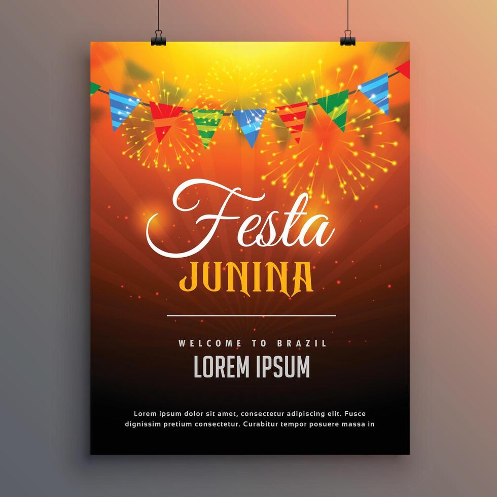festa Junina folder uitnodiging achtergrond ontwerp vector