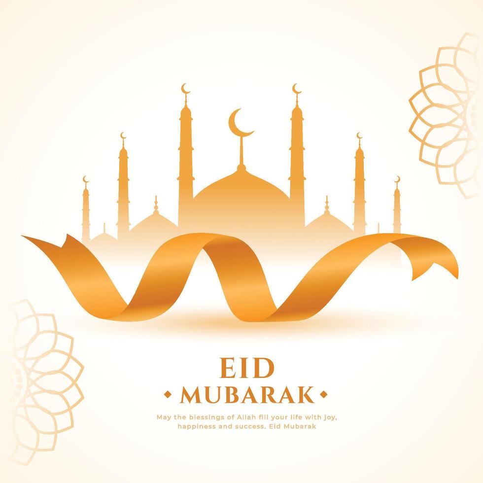 elegant eid mubarak wensen kaart voor lint ontwerp vector