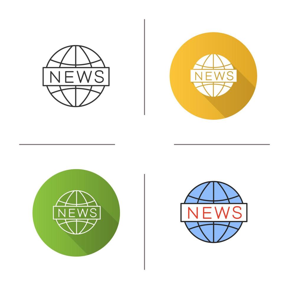 wereldwijd nieuws icoon. nieuwsuitzending. plat ontwerp, lineaire en kleurstijlen. geïsoleerde vectorillustraties vector