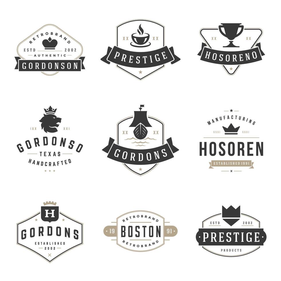 wijnoogst logos ontwerp Sjablonen set. logotypes elementen vector