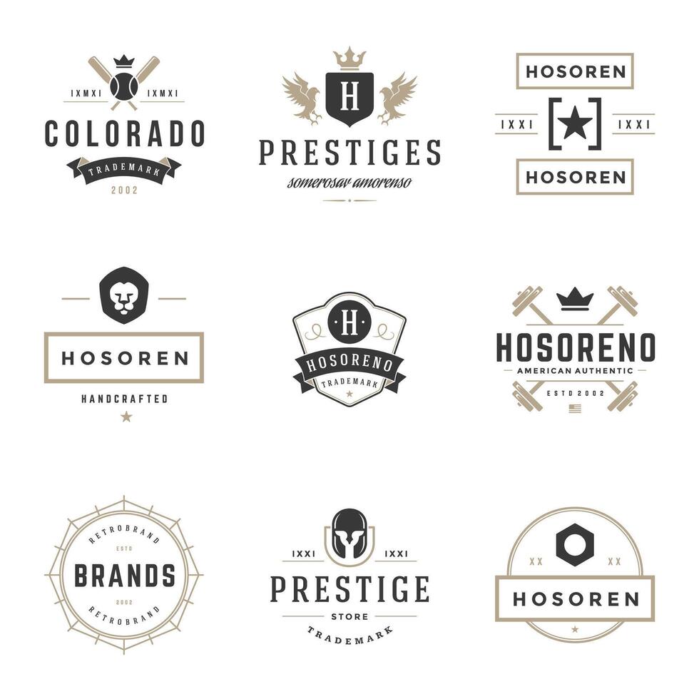 wijnoogst logos ontwerp Sjablonen set. ontwerp elementen, logo elementen vector