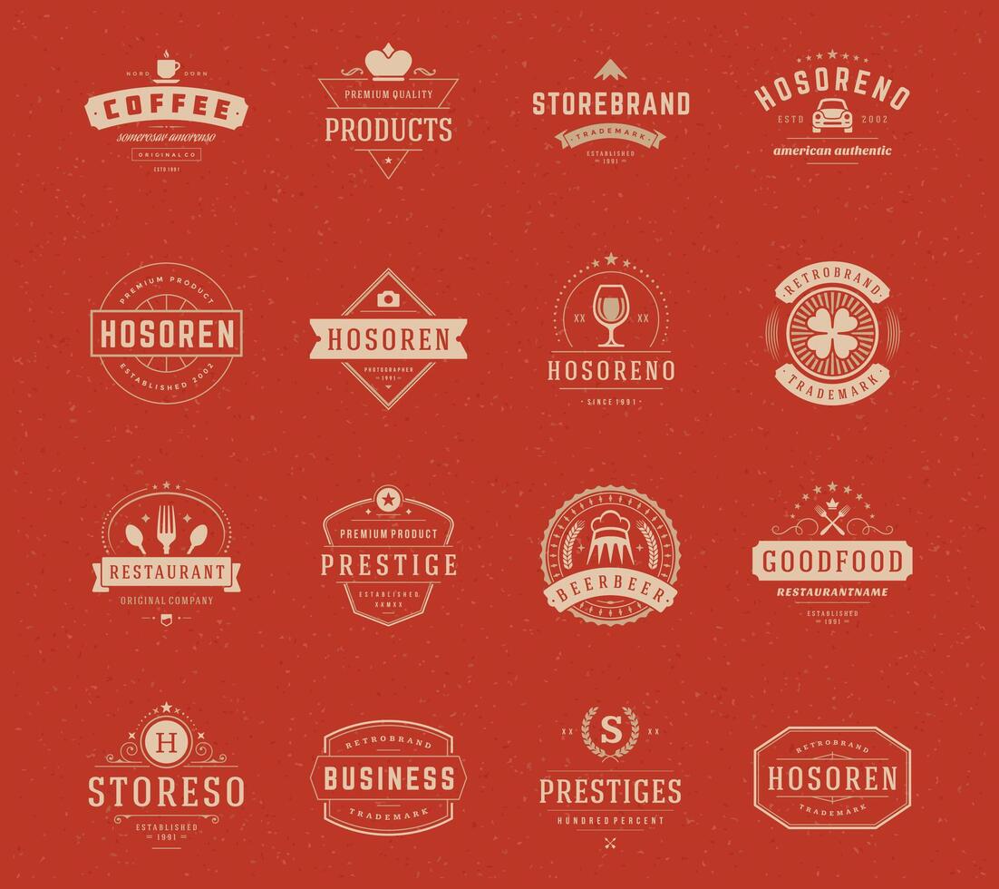 wijnoogst logos ontwerp Sjablonen set. ontwerp elementen vector