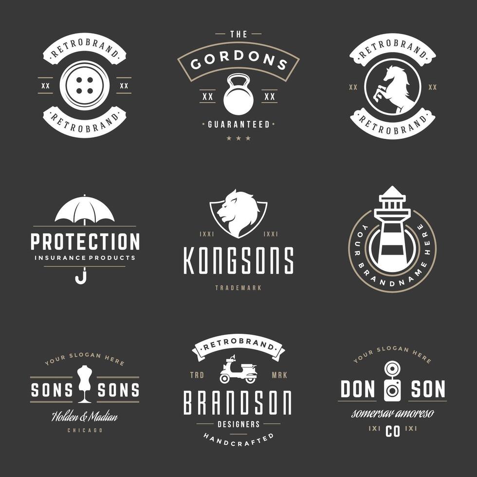 wijnoogst logos ontwerp Sjablonen set. logotypes elementen verzameling vector