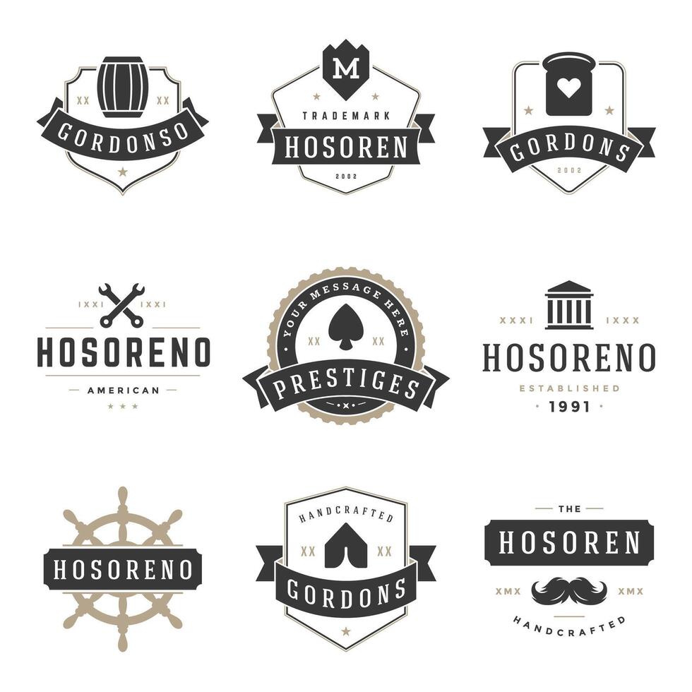 retro wijnoogst logotypes of insignes reeks ontwerp elementen vector