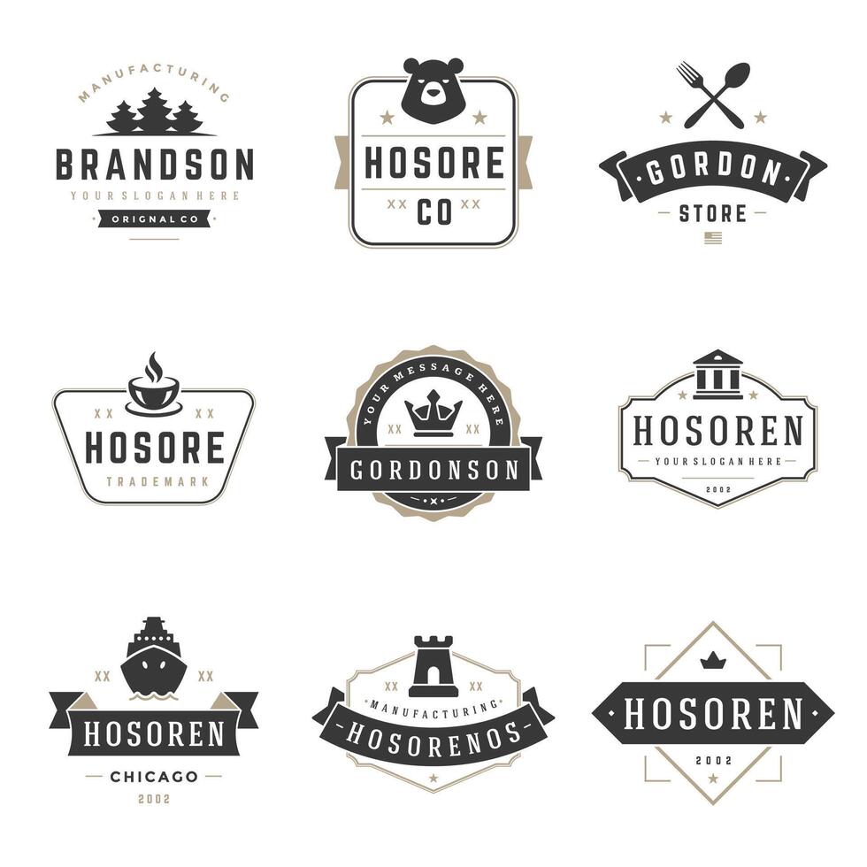 retro wijnoogst logotypes of insignes reeks ontwerp elementen vector