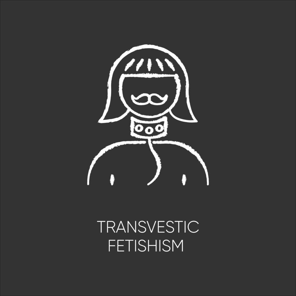 travestie fetisjisme krijt icoon. vreemd. androgyne man. travestie slepen. erotische interesse in transgender. parafilie. seksuele afwijking. mentale stoornis. geïsoleerde vector schoolbordillustratie