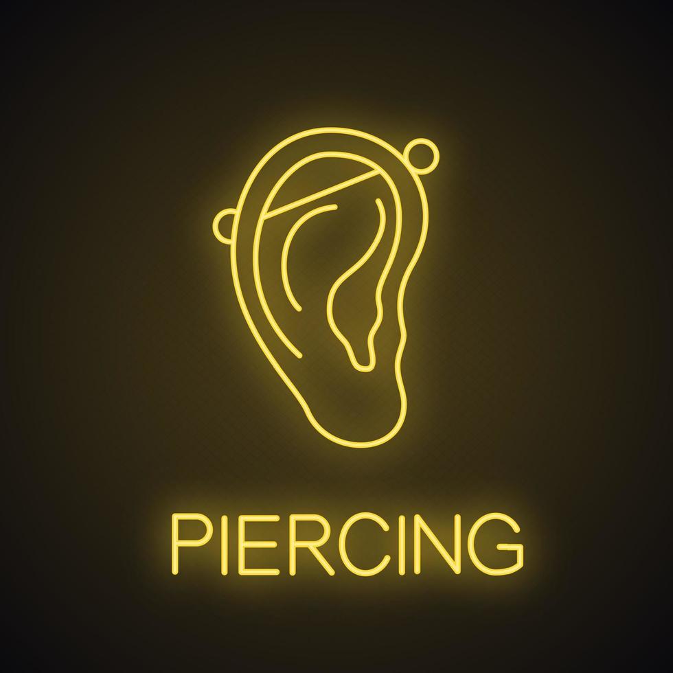 industriële piercing neon licht icoon. gloeiend teken. doorboord oorkraakbeen. vector geïsoleerde illustratie