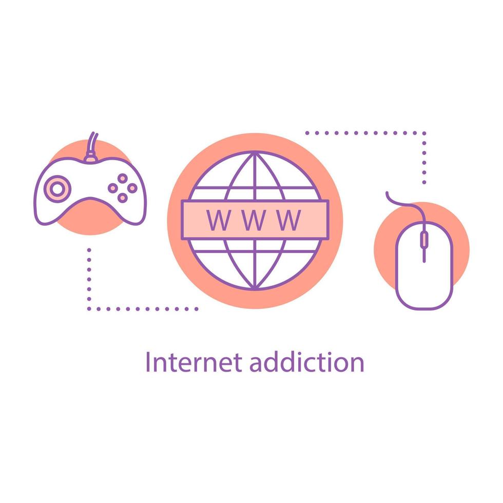 internet verslaving concept icoon. computerspelletjes idee dunne lijn illustratie. amusement. vector geïsoleerde overzichtstekening