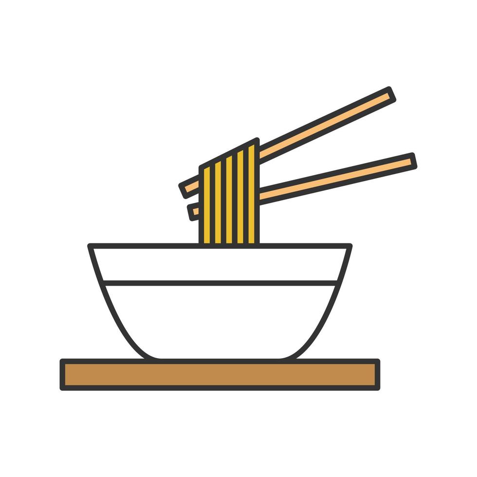 chinese noedels met stokjes kleur icoon. ramen. spaghetti in kom. geïsoleerde vectorillustratie vector